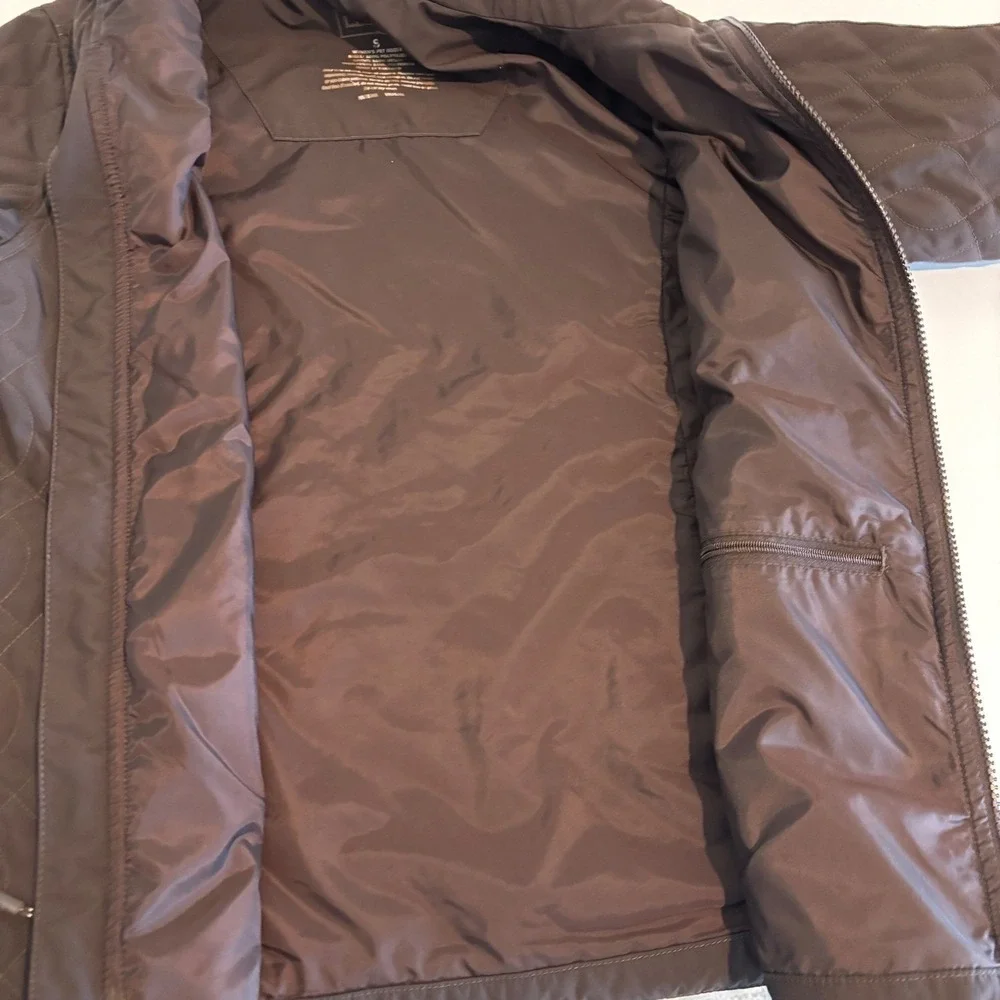 LL Bean Quilted Thinsulate Insulated Jacket Womens Small Petite‎ Zip Up Brown